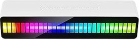 Resim LED Boncuklar Ritim Işığı Çift Boynuzlu BT Hoparlör Renkli Sese Duyarlı Müzik Atmosfer Işığı FM Radyolu Ses Kutusu Sesle Etkinleşen Ortam Işığı RGB Renkli Tüp Lamba Işık Kutusu Şarj Edilebilir Pikap 