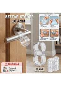 Resim 10 Adet Şeffaf Silikon Plastik Kapı Kolu Pencere Tutucu Tutacağı Duvar Koruyucu Tamponu Stoperi 