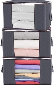 Resim 3 Adet Pencereli Gri Büyük Boy Yastık Yorgan Kazak Hurcu / 75x40x40 