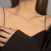 Resim Çift Katmanlı Barok Vintage Taklit İnci Kolye - Kadınlar için Bohem Şık Ayarlanabilir Zincirli Oval Pandantif, Düğünler, Partiler, Müzik Festivalleri ve Günlük Kullanım İçin Çok Yönlü Takı, Festival Aksesuarı, Yüksek Kalite Taklit İnci 