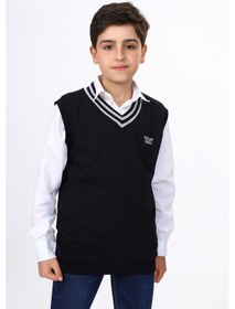 Resim Toontoy Kids Toontoy Erkek Çocuk Okul Nakışlı Süveter Siyah 