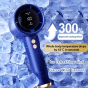 Resim Şarj Edilebilir Taşınabilir El Tipi Fan, Ayarlanabilir Hız (1-100), Dijital Ekran ve Buzlu Serinletici Rüzgar - USB Şarj, Dış Mekan Seyahatleri ve Sporlar İçin İdeal 