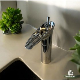 Resim İsaoğlu Yapı Krom Şelale Musluk Nostaljik Tasarım Şelale Lavabo Bataryası Gümüş 