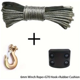 Resim Hightower 7700lbs Gri Ağır Hizmet Vinç Halatı 50ft Metal Çengel Kauçuk Stoplu 1set Gri 