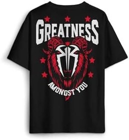 Resim Siyah Oversize Tişört Greatness Roman Reigns Gym Spor Fitness Sırt Ön Baskılı Unisex T-shirt 