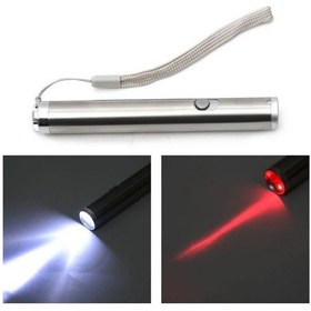 Resim El Feneri Pointer 2 İn 1 Lazer Pointer + Fener Sunum Kalemi Metal Siyah 