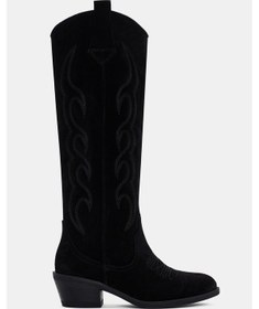 Resim Slinky Kadın Siyah Gerçek Süet Deri Western Çizme Siyah 