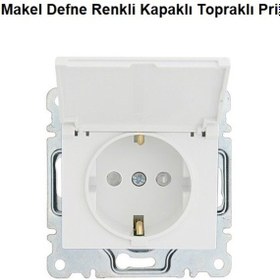 Resim Makel Defne Renkli Kapaklı Topraklı Priz Çerçevesiz 
