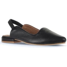 Resim Bueno Shoes Kadın Düz Sandalet Siyah Khv-Bej Dana Derisi 1 cm Topuklu Şık Tasarım 