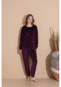 Resim Lukitus Pamuklu Kadife Pijama Takımı Kadife01 Mor 