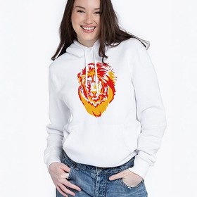 Resim Aslan Temalı Kadına Hediye Kapşonlu Sweatshirt 