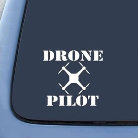 Resim Drone Pilot Çıkartması Komik Çıkartma Araba Kamyon Pencere Tamponu Beyaz 