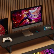 Resim Masaüstü Oyun için Ergonomik Ahşap Monitör Standı - Çift U-Şekilli Bacaklar, Sağlam & Dayanıklı, Renkli Klavye & Fare Kurulumu ile - Oyuncular & Öğrenciler için İdeal, Çoğu Bilgisayara Uyar, Oyun Monitörü 