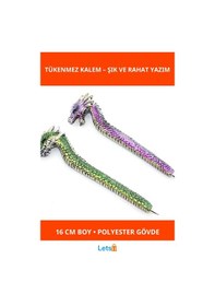 Resim Ejderha Figürlü Dayanıklı Polyester Tükenmez Kalem 16 Cm Çok Renkli 