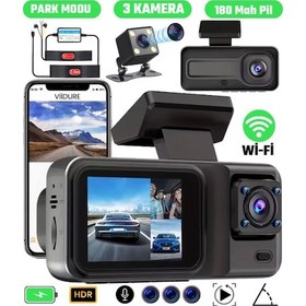 Resim A-98 Wifi Full Hd 3 Kameralı Araç İçi Güvenlik Kamerası + Park Modu Kablosu Ön-arka-iç Kayıt,dashcam 