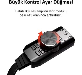 Resim Midex SG-135 Harici USB Ses Kartı Gaming Pubg Lol Oyun 7.1 Ses Kartı Stüdyo ve Çok Amaçlı 