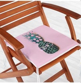 Resim RealHomes Pembe Zeminde 3d Ananas Temalı Modern Fermuarlı Sandalye Minderi 