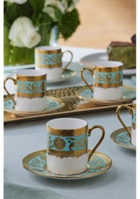 Resim Karaca Gülfem 6 Kişilik Kahve Fincan Takımı Mavi 90 Ml 