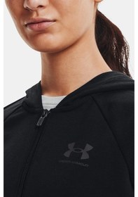 Resim Under Armour Rival Terry Loose Fit Full Zip Hoodie Kadın Kapüşonlu Bol Kesim Fermuarlı Sweatshirt Siyah Siyah 