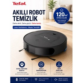 Resim Tefal Yapay Zeka Destekli Evcil Hayvan Dostu Akıllı Robot Süpürge ve Paspas 2700 Pa Emiş Güçlü Ultra Ince Tasarımlı 120 Dakika Kesintisiz Çalışan Cihaz 