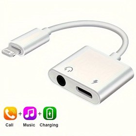 Resim Adaptör & iPhone Kulaklık Adaptörü ve Müzik Dinleme ve Şarj için Splitter, iPhone Şarj Kablosu için 2'si 1 Arada Çift Arayüz 3.5mm Ses Adaptörü Dönüştürücü iPhone 13/12/11/X/XS/XR/8/7 için iPad 