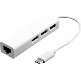 Resim Type-C RJ45 Ethernet Adaptöru ve USB 2.0 Hub Çoklayıcı Adaptör 3 Port 