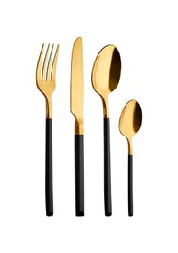 Resim Aryıldız Soho Prestige Siyah Gold Çatal Kaşık Bıçak 24 Parça Altın - Siyah 