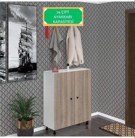 Resim Kenzlife Ayakkabılık Galoş6 Crdbyz 53 080 32 Kapaklı 6 Raflı 24 Çift Ayakkabı Kapasitesi Ahşap 