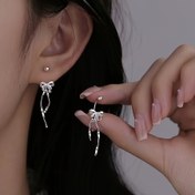 Resim Kadınlar için 1 Çift Şık Elegant Gümüş Kaplama Yay ve Kurdele Sallanan Küpeler - Doğum Günüleri ve Festivaller için Mükemmel Hediye, Çinko Alaşım Post, Günlük Olay Mücevheratı, Festivaller için Küpeler|Yay Sallanan Küpeler|Çinko Alaşım Post 