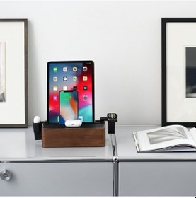 Resim Alldock Wireless Kablosuz Şarj Standı - Ceviz/Siyah 