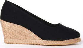 Resim Star Tombis Gerçek Elişi Siyah Keten Espadril Dolgu Topuk Handmade 