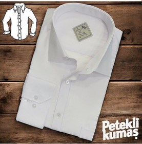Resim Linen Keten Klasik %100 Cotton Uzun Kollu Terletmeyen Tek Cepli Kapaklı Beyaz Gömlek Regular Kalıp -10243 Beyaz 