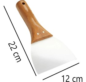Resim Badem10 Ahşap Saplı Yay Çeliği Metal Macun Spatula Boya Sıva Kazıma Harç Karıştırma Ispatulası 12 cm 1 Adet 