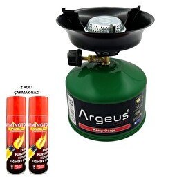 Resim Argeus 203 Yeşil Stone Kamp Ocağı ve Çakmak Gazı Seti 
