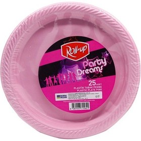 Resim Roll-up Kullan At Renkli Pembe Parti Davet Plastik Tabak - 22 Cm. - 25 Adetlik 10 Paket 