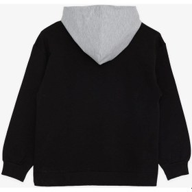 Resim Breeze Girls & Boys Erkek Çocuk Sweatshirt Kapüşonlu Yazı Baskılı 8-14 Yaş, Siyah-siyah Siyah 