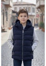 Resim Pina Kids Erkek Çocuk Kapüşonlu Şişme Yelek Lacivert 