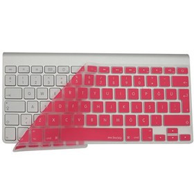 Resim Apple Magic Keyboard-1 A1314 Uyumlu Türkçe Q Baskı Silikon Açık Pembe Klavye Kılıfı 