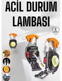 Resim Yeni Nesil Kamp Feneri Çok Fonksiyonlu Fener Anahtarlık Usb Çakmaklı Cam Kırıcı Kemer Kesici Açacak Beyaz 