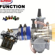 Resim 1 Adet Motosiklet Emme Kollektörü Alüminyum Yarış, 2 Zamanlı Skuter Karbüratör Emme Kollektör Adaptörü için Yamaha JOG50 JOG90 BWS50 BWS100 CY50 50cc 90cc Kart, Yüksek Performans Modifiye Emme Borusu, Minarelli 50cc/90cc Skutere Uyar, KOSO PWK28/PZ28 Karbüratör Gerekli 