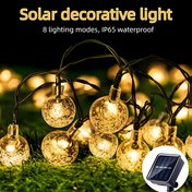 Resim 20/50/100 LED Güneş Enerjili Kristal Küre Işıklı Zincirler, Bahçe için Su Geçirmez ve Çok Renkli Masal Aydınlatması, Veranda, Noel Ağacı, Parti, Düğün ve Tatil Süslemeleri, Bayramlık Aydınlatma | Büyüleyici Atmosfer, Güneş Peri Işıkları 