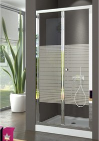 Resim Durul Duşakabin Katlanır Kapı Parlak Profil Çizgili Cam Beyaz - Şeffaf 