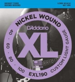 Resim D'addario Exl190 Bas Gitar Tel Seti. Xl. 40-100. Long Scale. Nıck 