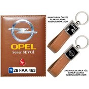 Resim Plakanıza Özel Opel Logolu Taba Ruhsat Kabı Ve Anahtarlık 