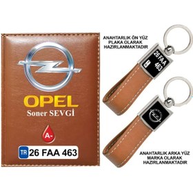 Resim Plakanıza Özel Opel Logolu Taba Ruhsat Kabı Ve Anahtarlık 