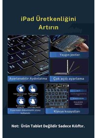 Resim Apple Uyumlu iPad Air 10.9 İnç 5. Nesil Bluetoothlu Transparan Detaylı 360 Dönebilen Klavyeli Tablet Kılıfı Klavyeli Kılıf 