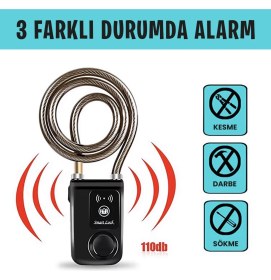 Resim Upway Hırsızlığa Karşı Anahtarsız Telefon Kontrollü Motorsiklet Bisiklet Alarmlı Sirenli Padlock Kilit 