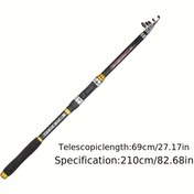 Resim Yüksek kaliteli ultra hafif karbon fiber spinning çubuk, seramik kılavuz halkalar, tüm balıkçılar için uygun, ayarlanabilir uzunluk, uzak mesafe balıkçılığı için döküm çubuğu - taşınabilir, deniz, vahşi, gölet ve baraj balıkçılığına ideal 