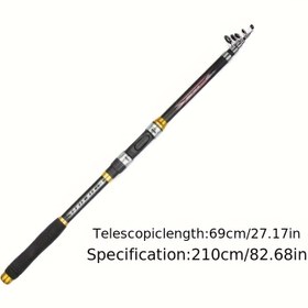 Resim Yüksek kaliteli ultra hafif karbon fiber spinning çubuk, seramik kılavuz halkalar, tüm balıkçılar için uygun, ayarlanabilir uzunluk, uzak mesafe balıkçılığı için döküm çubuğu - taşınabilir, deniz, vahşi, gölet ve baraj balıkçılığına ideal 