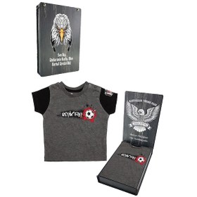 Resim Beşiktaş Antrasit Bebek T-shirt Kişiye Özel Ahşap Kutulu Antrasit 